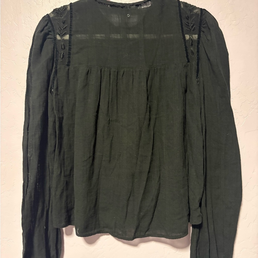 Zara Dark black Embroidered Blouse - Picture 4 of 6